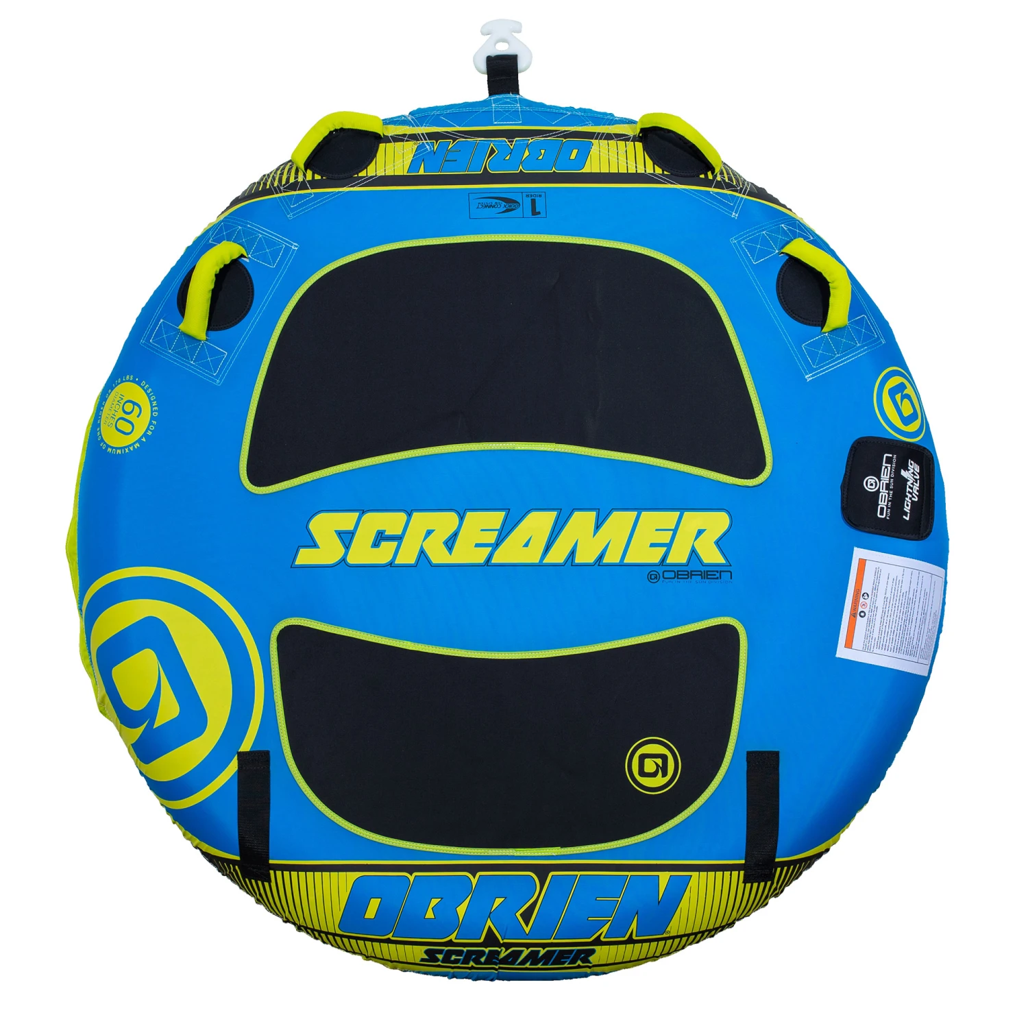 OBrien Screamer 1 Person Towable Boat Tube - Blue/Yellow 2 OBrien Screamer 1 Person Towable Boat Tube - Blue/Yellow - Image 2