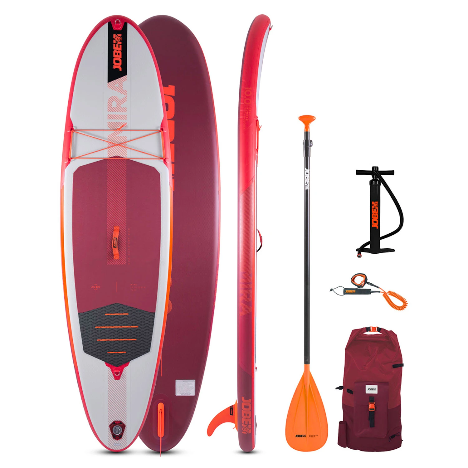 Jobe Mira 10.0 Inflatable Paddle Board SUP Package - Red 1 Jobe Mira 10.0 Inflatable Paddle Board SUP Package - Red